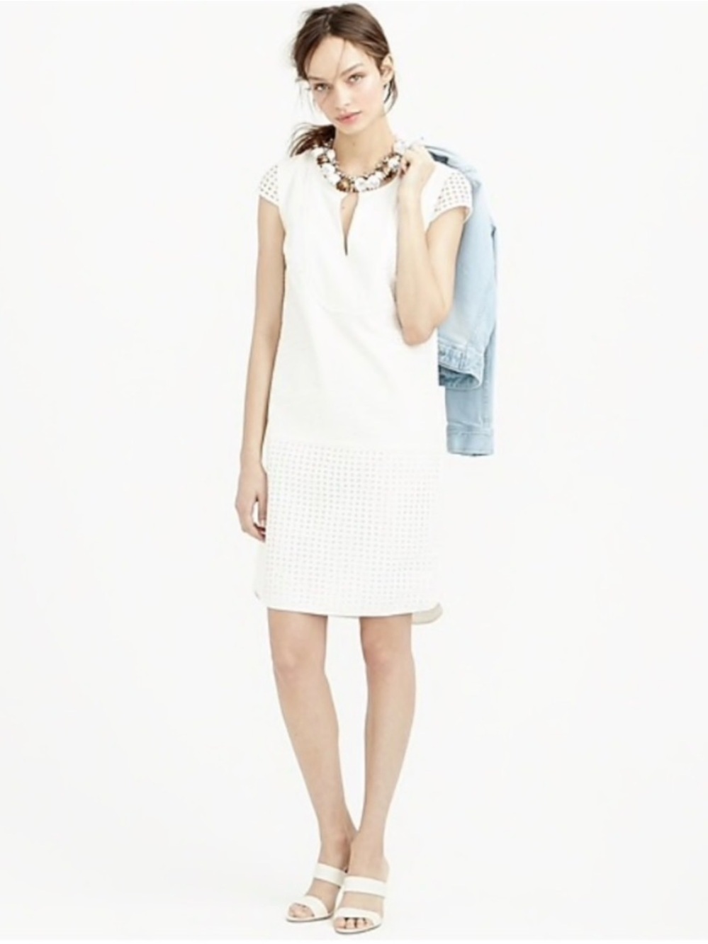 J. Crew White Short Sleeve Swim Cover Dress with Keyhole